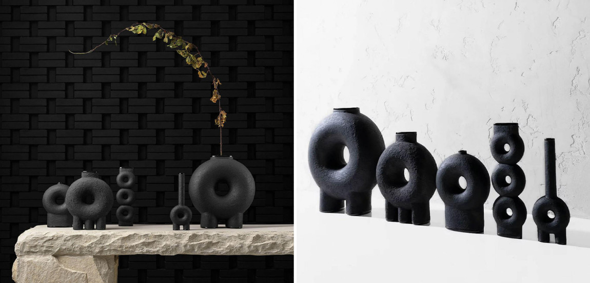 Ваза дизайнерская Черная Two Legs Sculpted Ceramic Vase by Faina