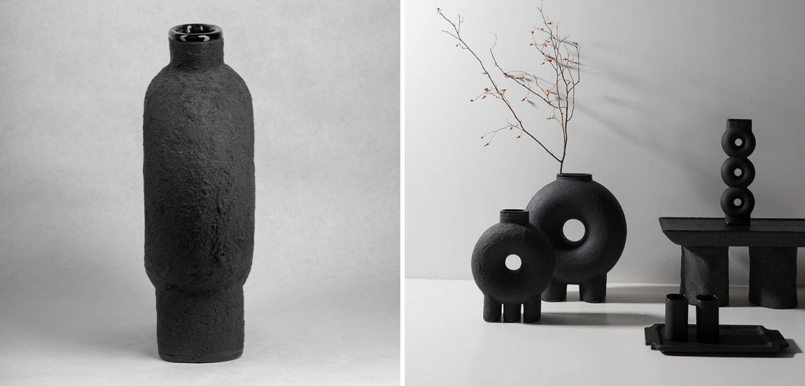 Ваза дизайнерская Черная Two Legs Sculpted Ceramic Vase by Faina