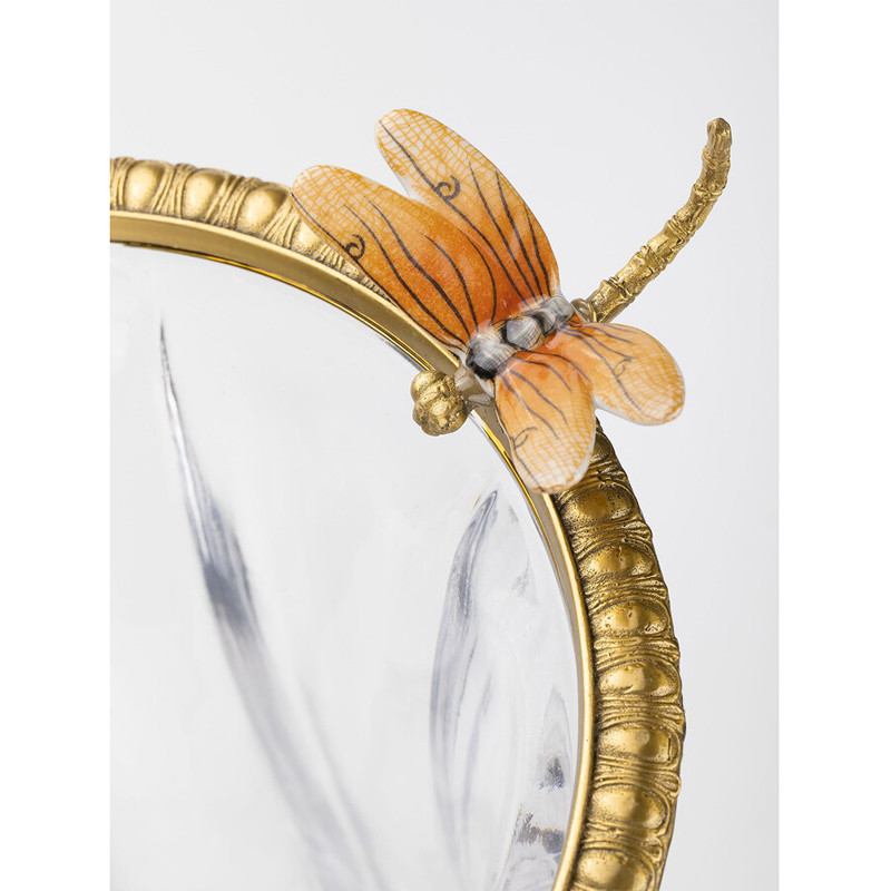 Ваза из прозрачного стекла с бронзовой вставкой в виде цветущей ветви Eden Garden porcelain and bronze