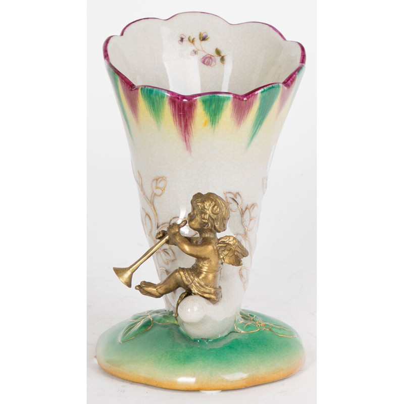 Ваза из фарфора с бронзовой фигуркой ангела Eden Garden porcelain and bronze