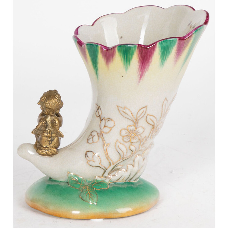 Ваза из фарфора с бронзовой фигуркой ангела Eden Garden porcelain and bronze