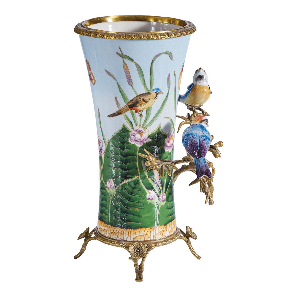 Ваза из фарфора с птицами на бронзовой ветке Garden of Eden