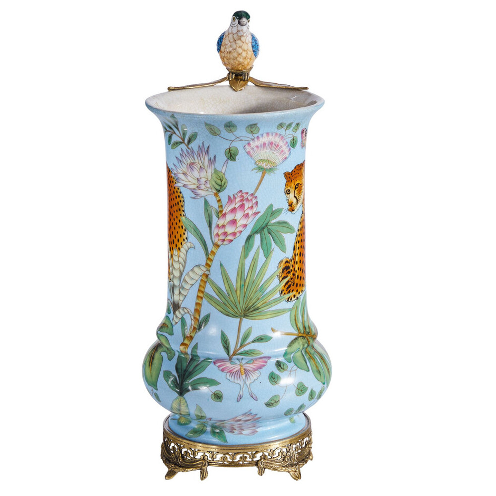 Ваза из фарфора с птицей на бронзовой ветке Garden of Eden