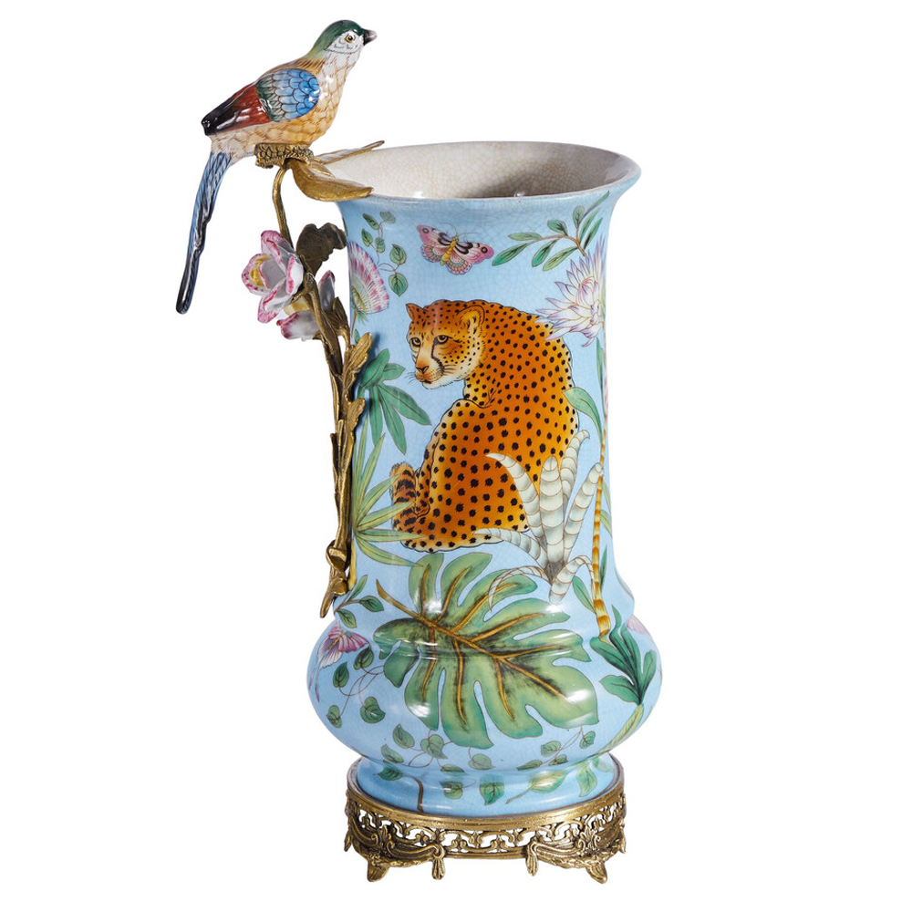 Ваза из фарфора с птицей на бронзовой ветке Garden of Eden