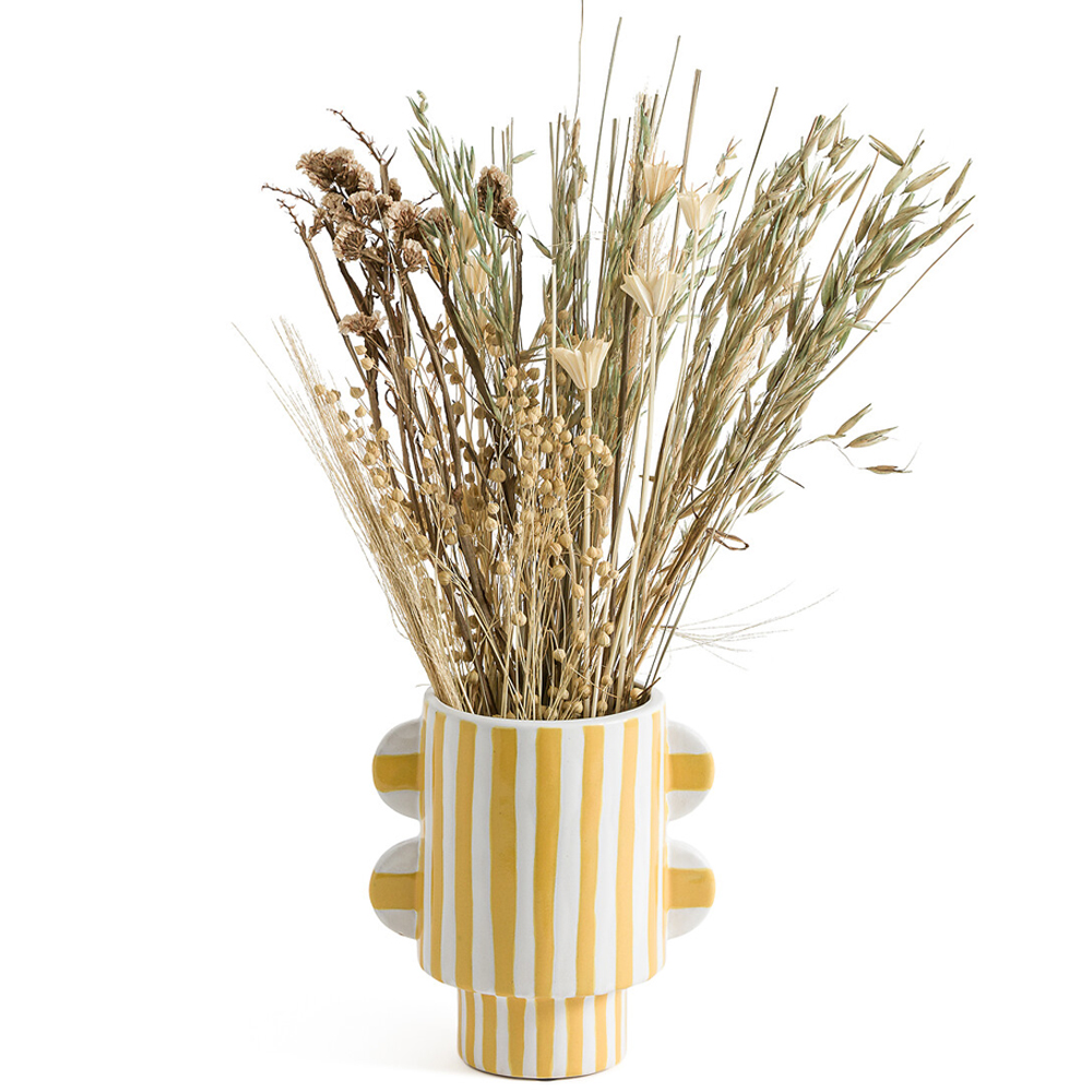 Ваза из фаянса Brighter than the Stars жёлтая полоска