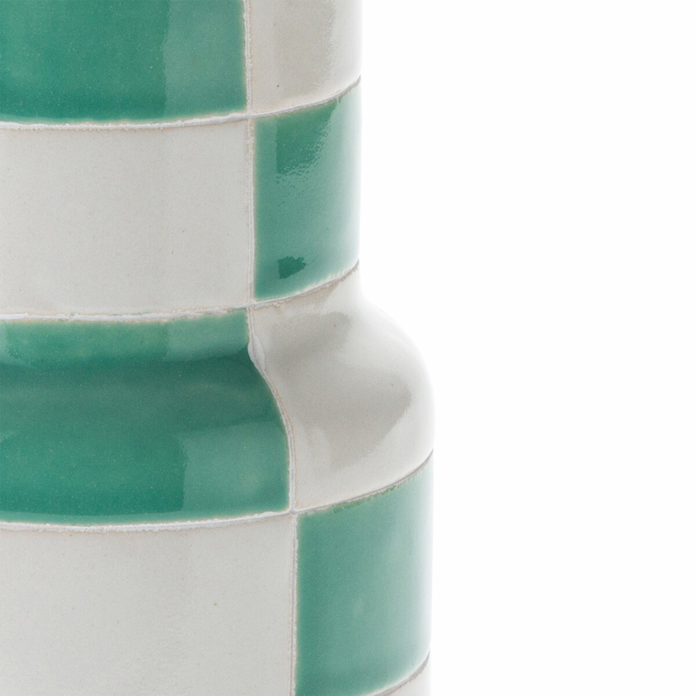 Ваза из фаянса Brighter than the Stars с шахматным принтом бирюзового цвета