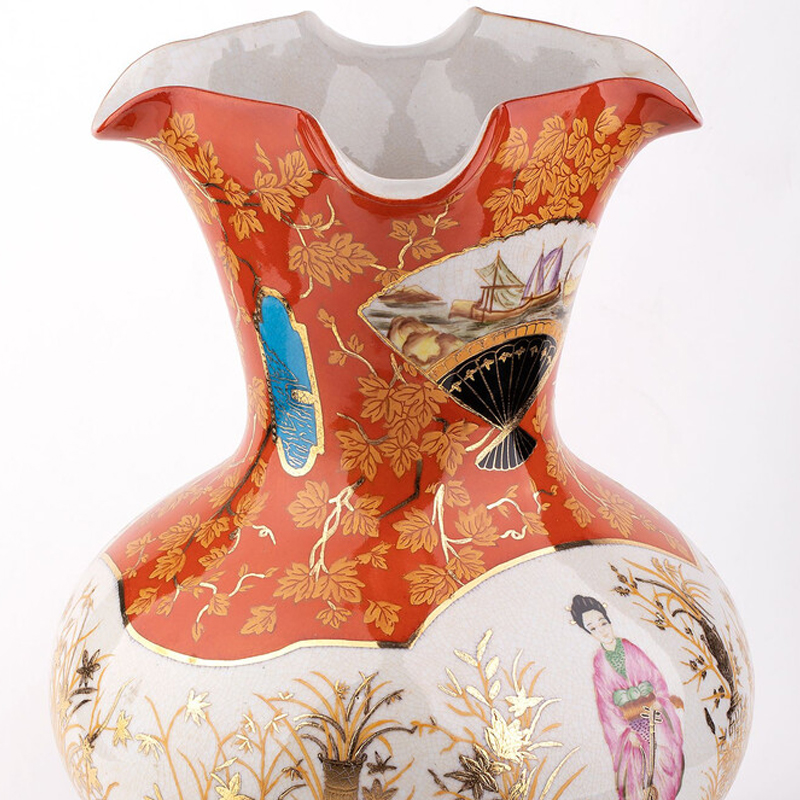 Ваза красного цвета с рисунком Chinoiserie Ceramics