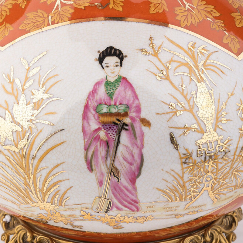 Ваза красного цвета с рисунком Chinoiserie Ceramics