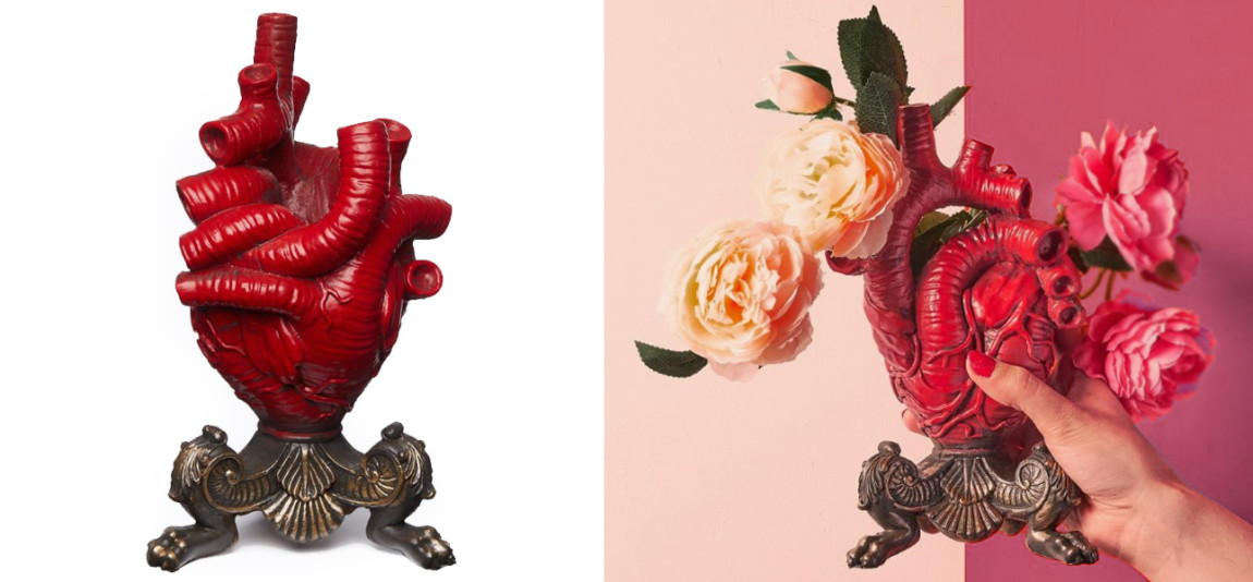 Ваза Красное Сердце на подставке