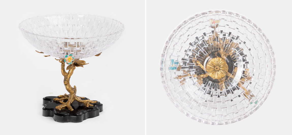 Ваза прозрачная на бронзовой подставке Flowers