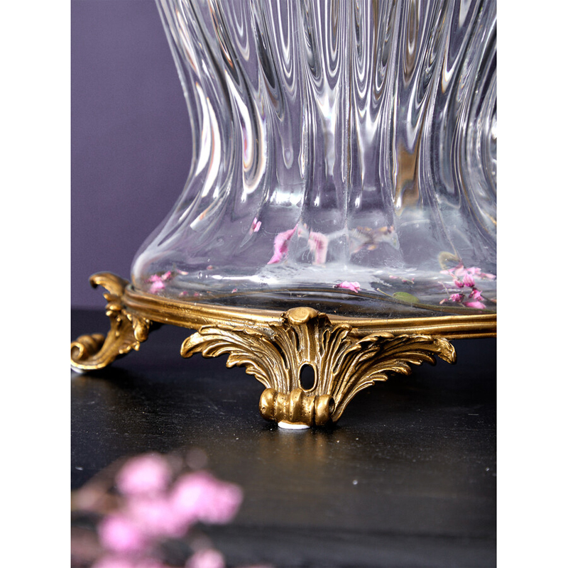 Ваза прозрачная с бронзовыми ручками в виде ангелов Eden Garden