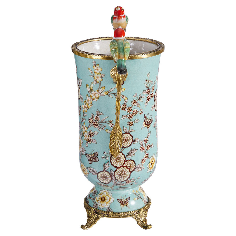 Ваза с двумя птичками из фарфора с бронзовыми элементами Garden of Eden