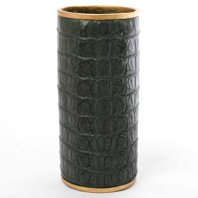 Ваза с декором из эко-кожи Leather Vase Green