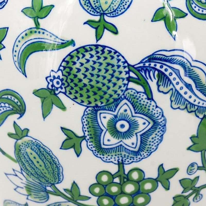 Ваза с зелено-голубым цветочным узором на белом фоне 47 см Blue & White Ornament