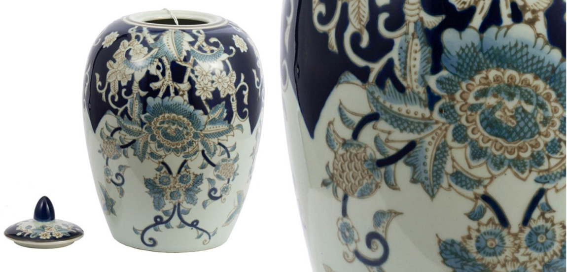 Ваза с крышкой Blue & White Ornament Vase barrel