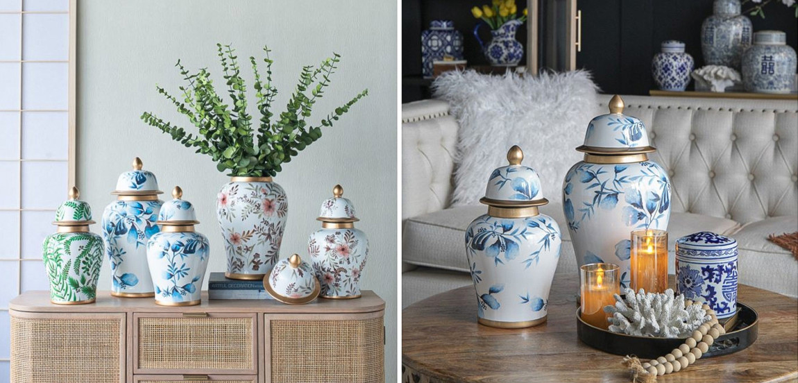 Ваза с крышкой Blue Plant Vase