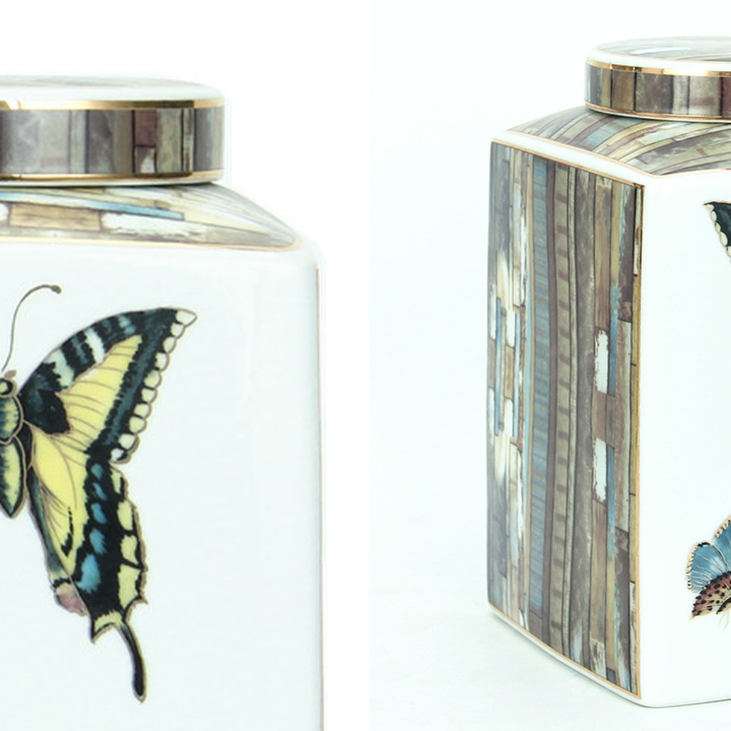 Ваза с крышкой Ceramic Flowers and Butterflies Small Vase