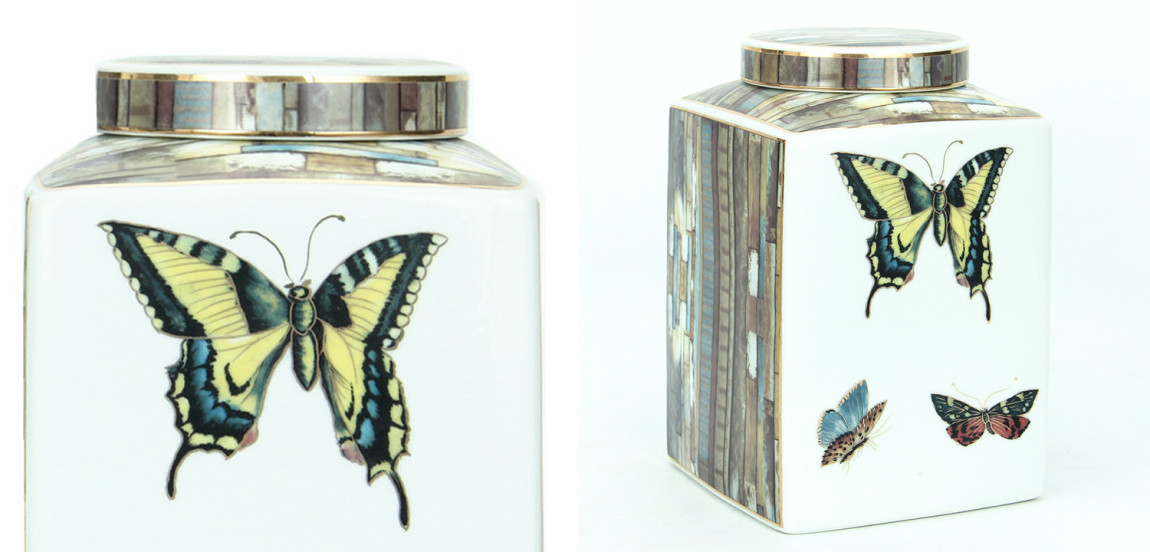 Ваза с крышкой Ceramic Flowers and Butterflies Small Vase