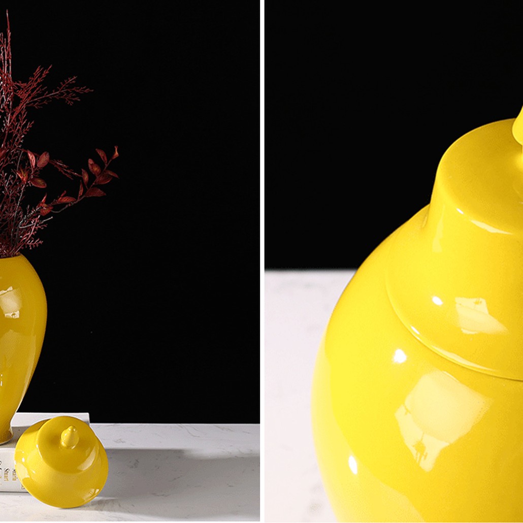 Ваза с крышкой Ceramic Yellow Vase
