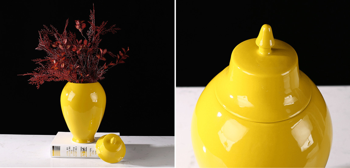 Ваза с крышкой Ceramic Yellow Vase