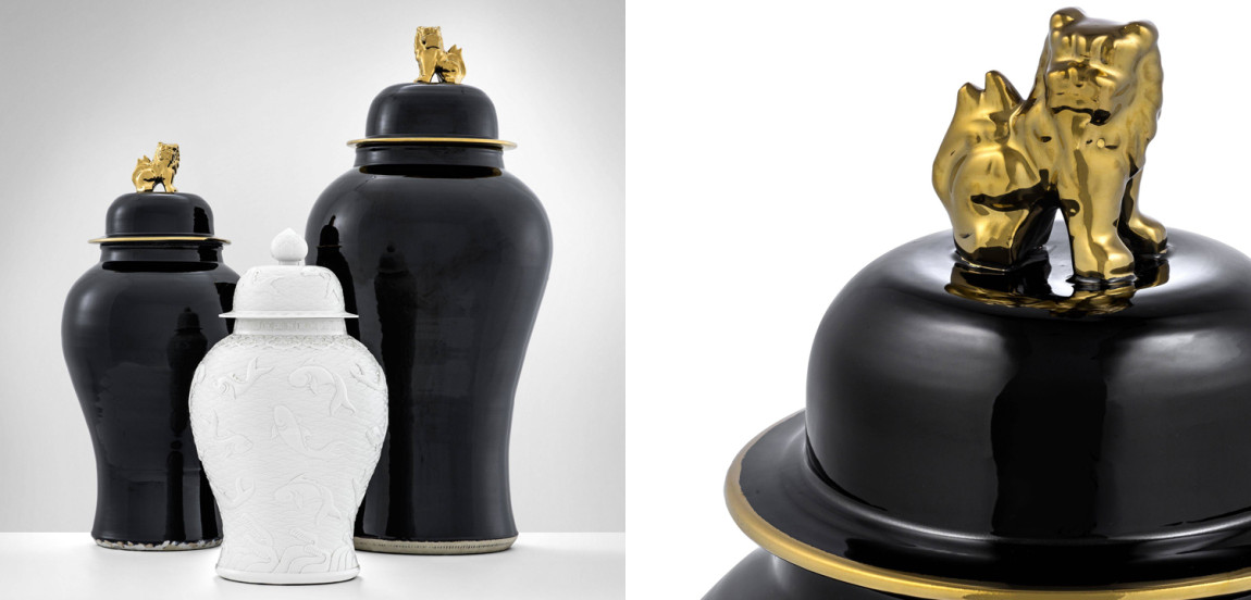 Ваза с крышкой Eichholtz Vase Golden Dragon S