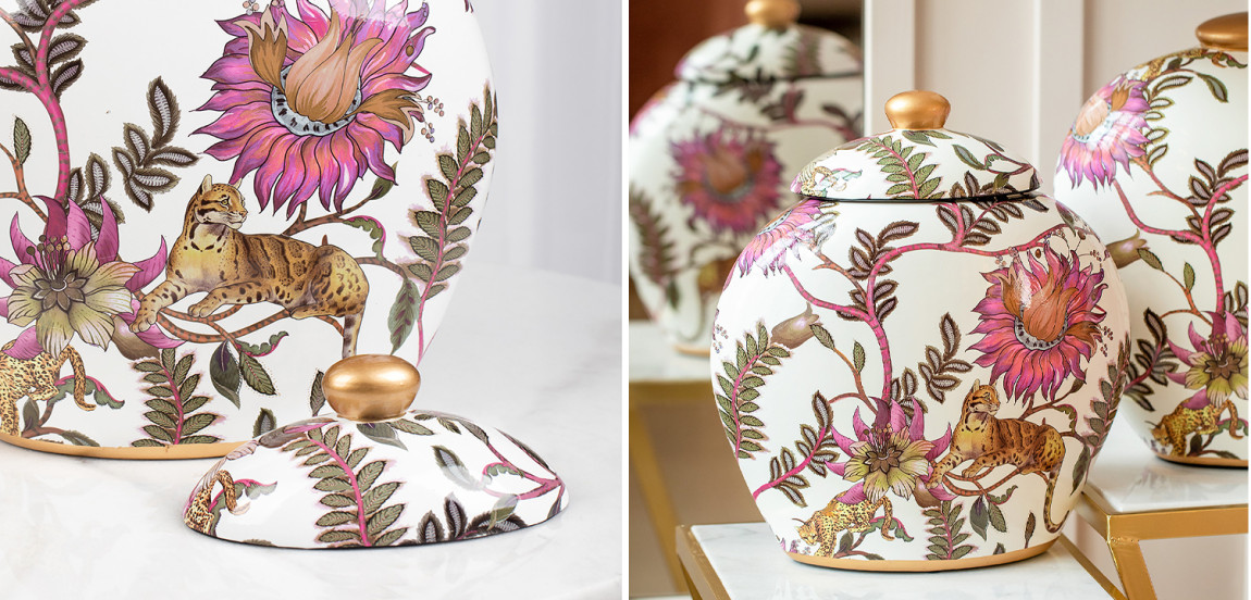 Ваза с крышкой Leopard Flowers Vase White
