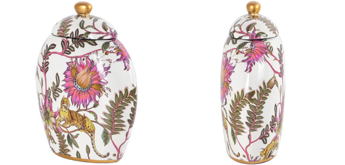 Ваза с крышкой Leopard Flowers Vase White