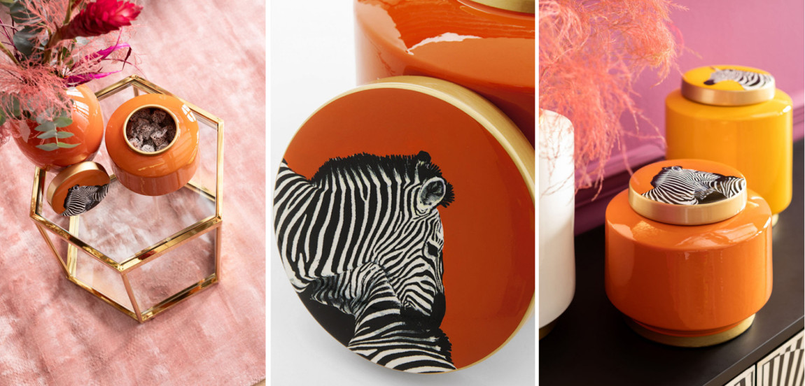 Ваза с крышкой Orange Zebra