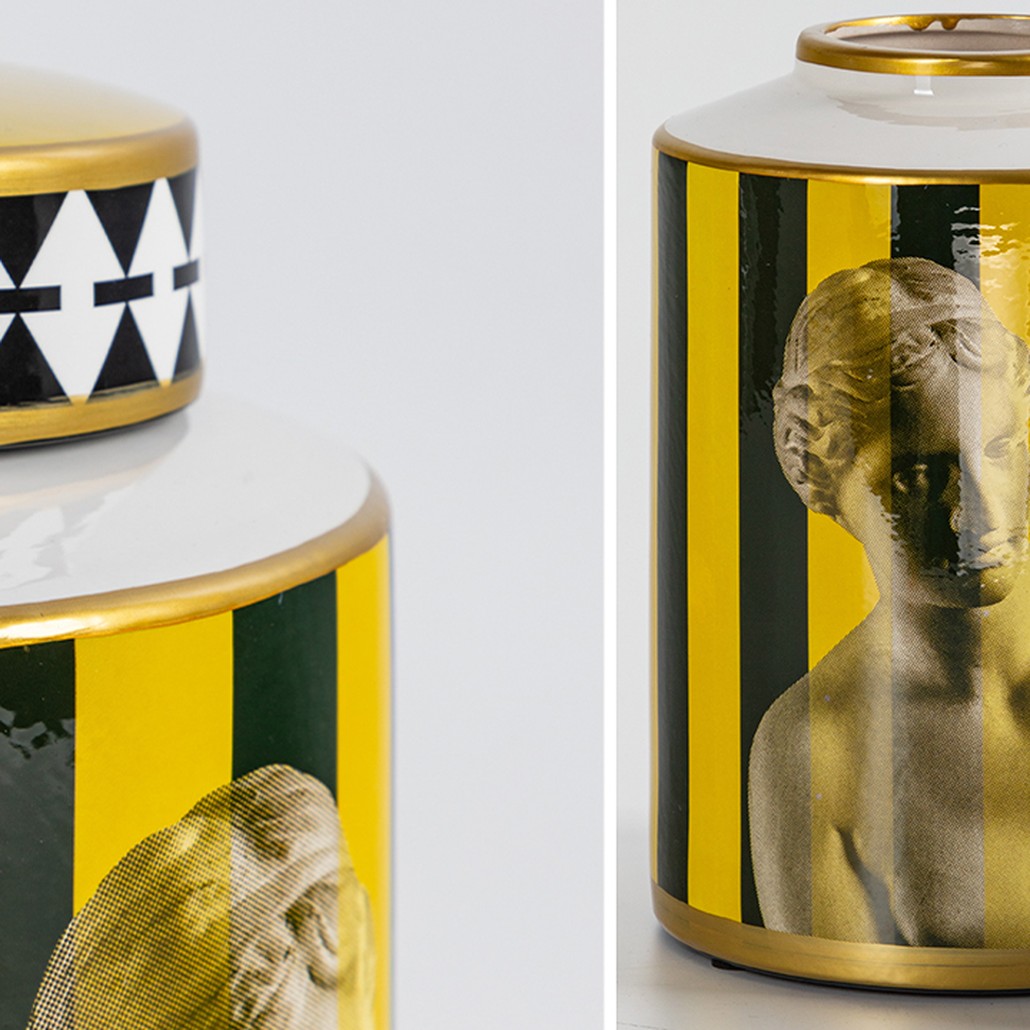 Ваза с крышкой Venus Yellow Black Vase