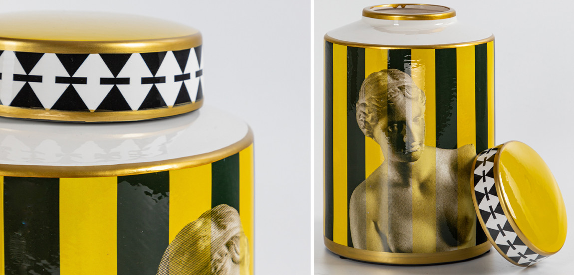 Ваза с крышкой Venus Yellow Black Vase