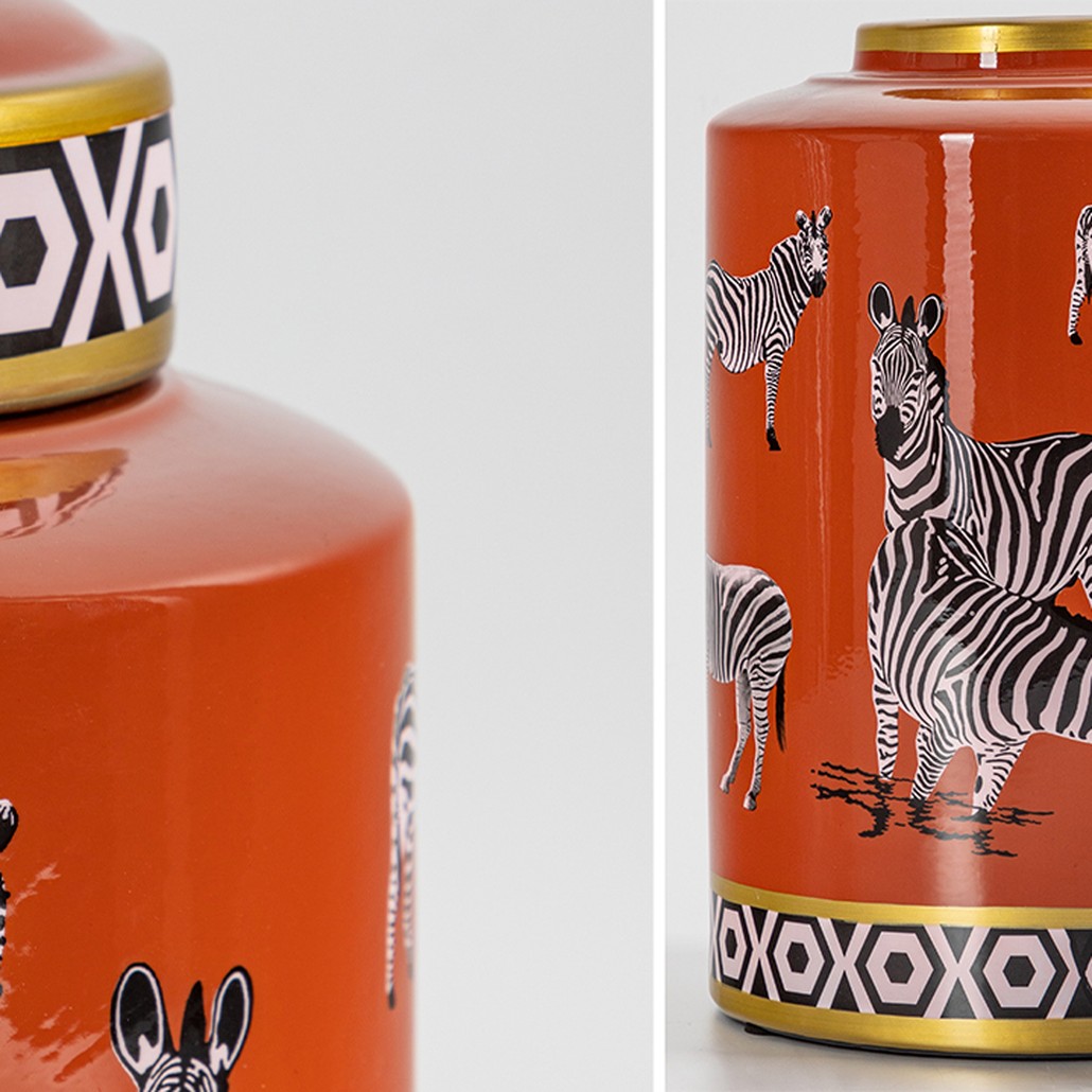 Ваза с крышкой Zebra Orange Vase