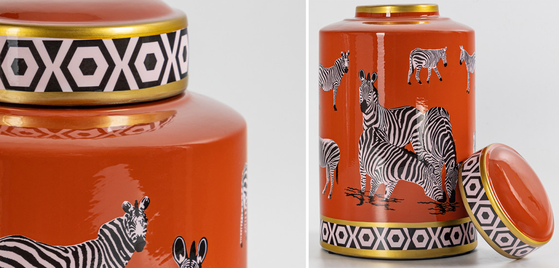 Ваза с крышкой Zebra Orange Vase
