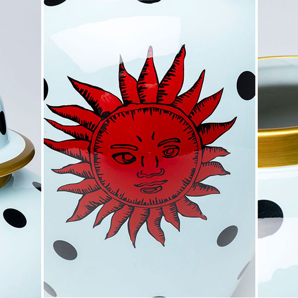 Ваза с крышкой белая Red Sun