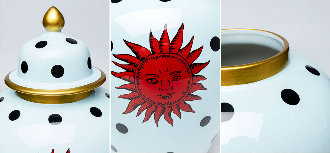 Ваза с крышкой белая Red Sun