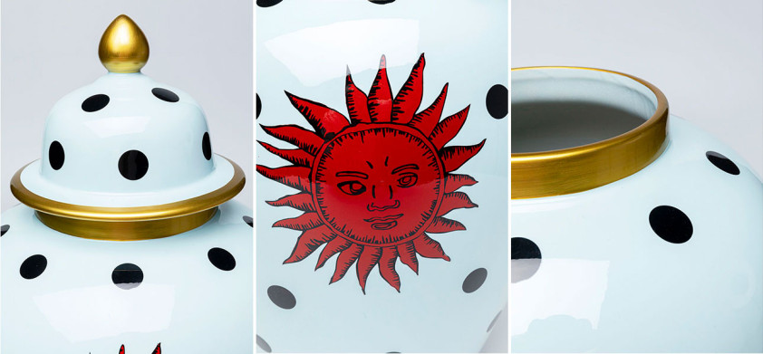 Ваза с крышкой белая Red Sun