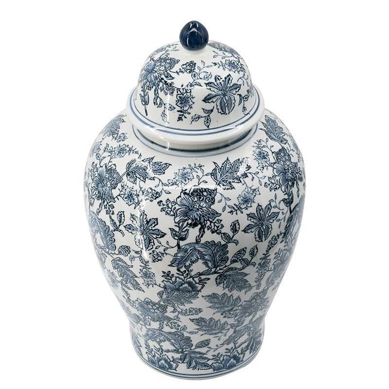 Ваза с крышкой и бело-синим цветочным узором Blue & White Ornament