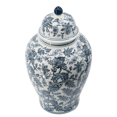 Ваза с крышкой и бело-синим цветочным узором Blue & White Ornament