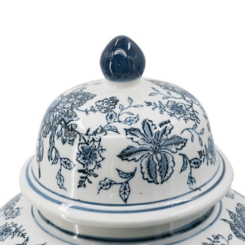 Ваза с крышкой и бело-синим цветочным узором Blue & White Ornament