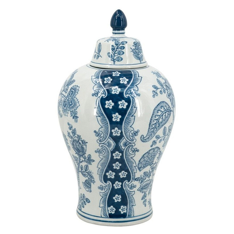 Ваза с крышкой и голубым цветочным рисунком 37 см Blue & White Ornament