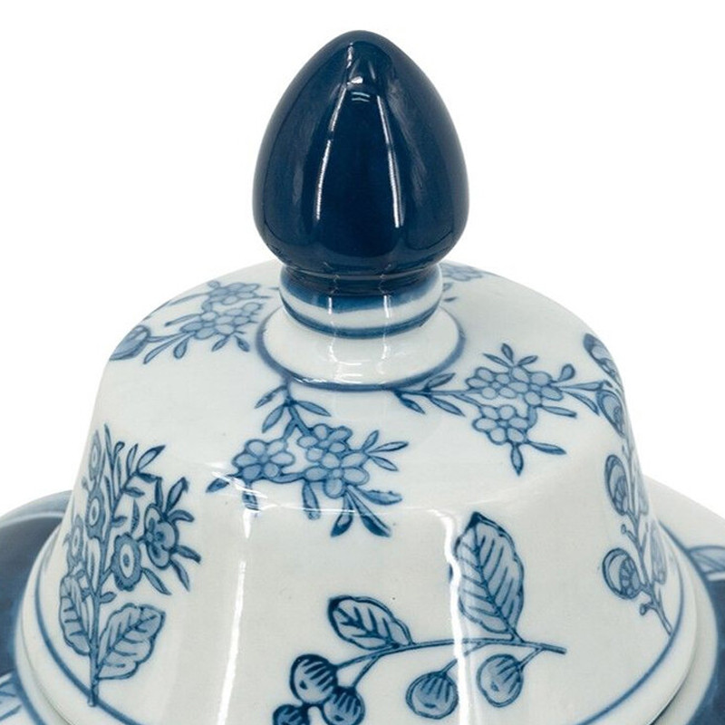 Ваза с крышкой и голубым цветочным рисунком 37 см Blue & White Ornament