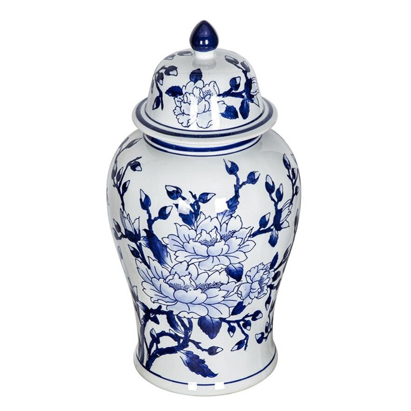 Ваза с крышкой и синим цветочным узором Blue & White Ornament