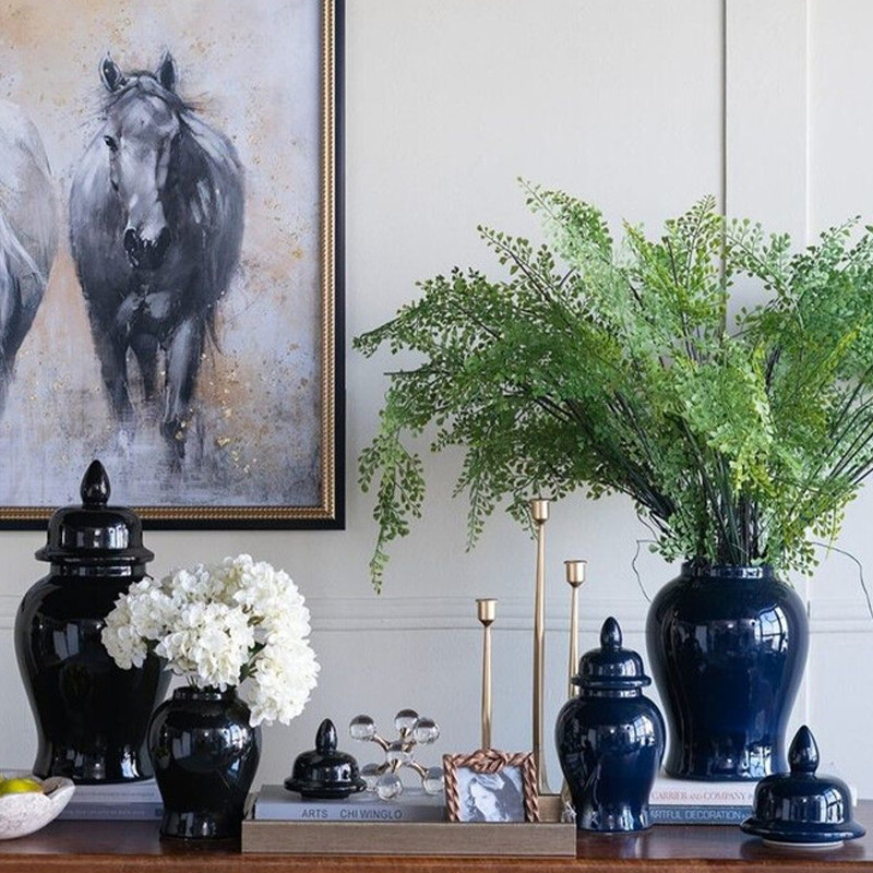 Ваза с крышкой однотонная Высота 48 см Chinoiserie Ceramics