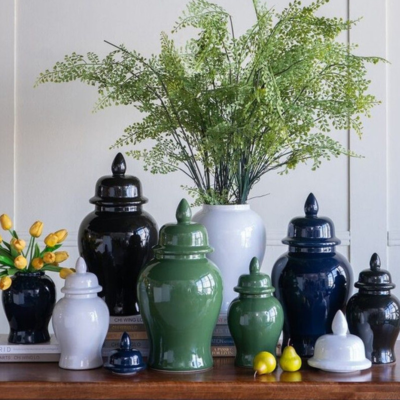 Ваза с крышкой однотонная Высота 48 см Chinoiserie Ceramics