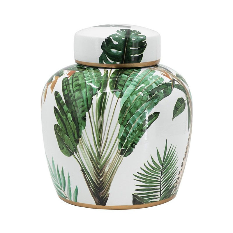 Ваза с крышкой фарфоровая с ручной росписью Leopard Collection