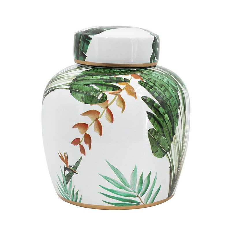 Ваза с крышкой фарфоровая с ручной росписью Leopard Collection