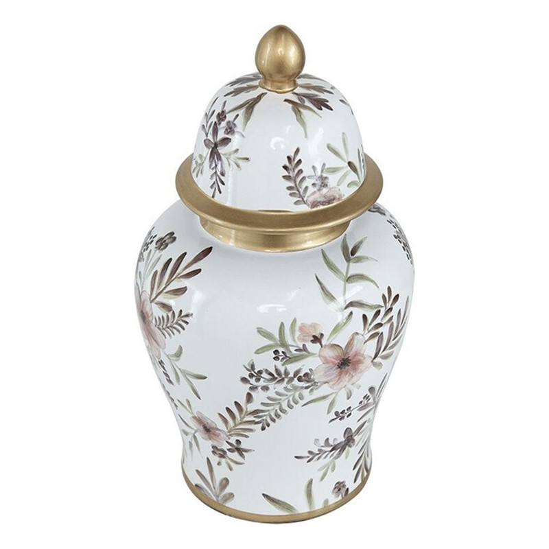 Ваза с нежным цветочным узором в пастельных тонах и крышкой с золотым акцентом Chinoiserie Ceramics