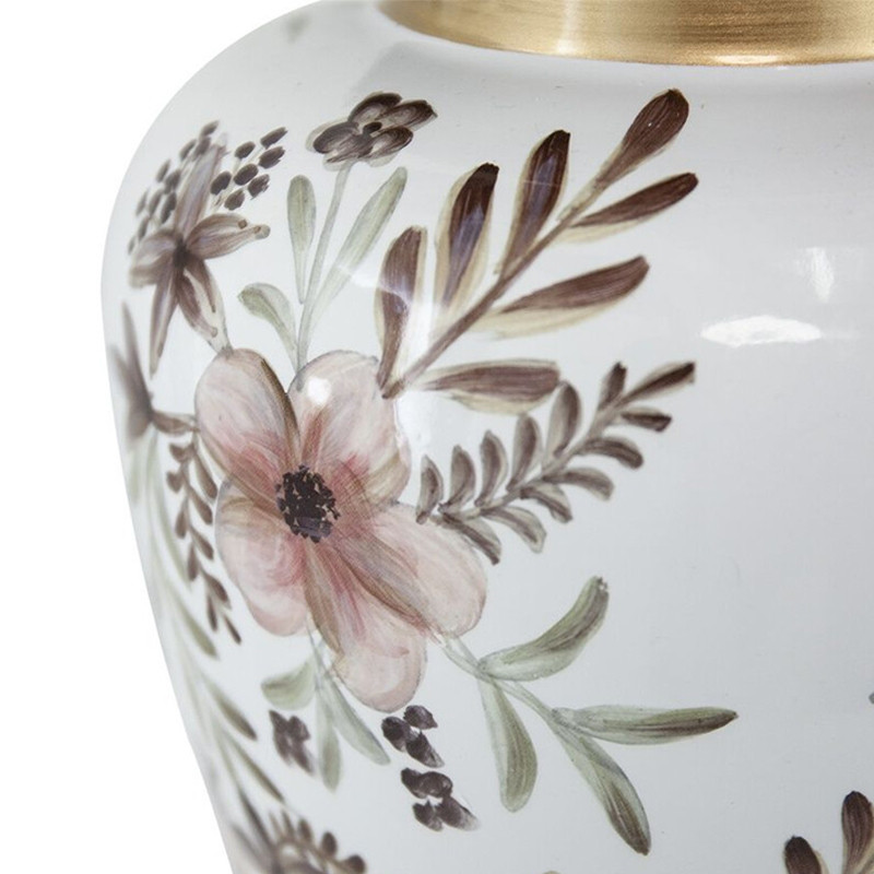 Ваза с нежным цветочным узором в пастельных тонах и крышкой с золотым акцентом Chinoiserie Ceramics