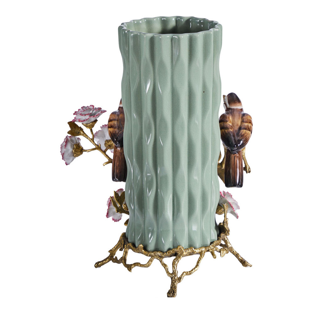 Ваза с птицами и цветами из фарфора с бронзовыми элементами Garden of Eden