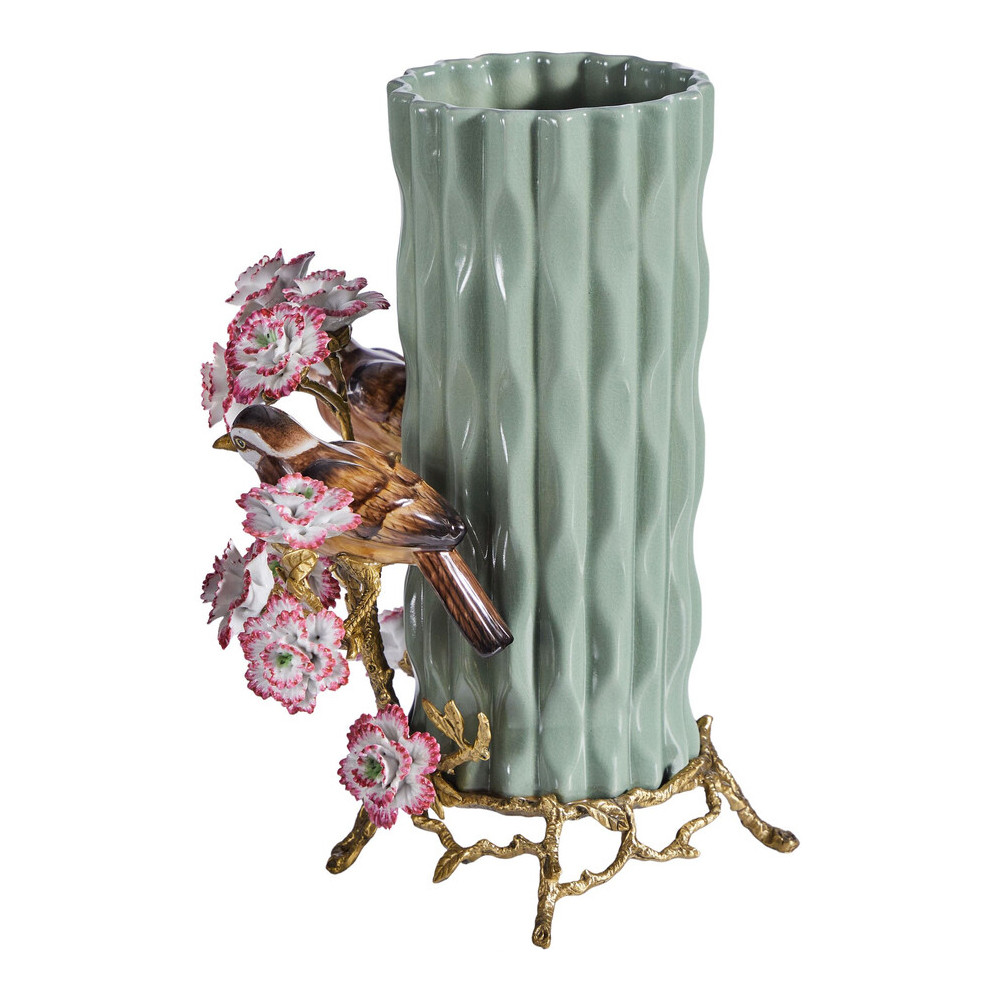 Ваза с птицами и цветами из фарфора с бронзовыми элементами Garden of Eden