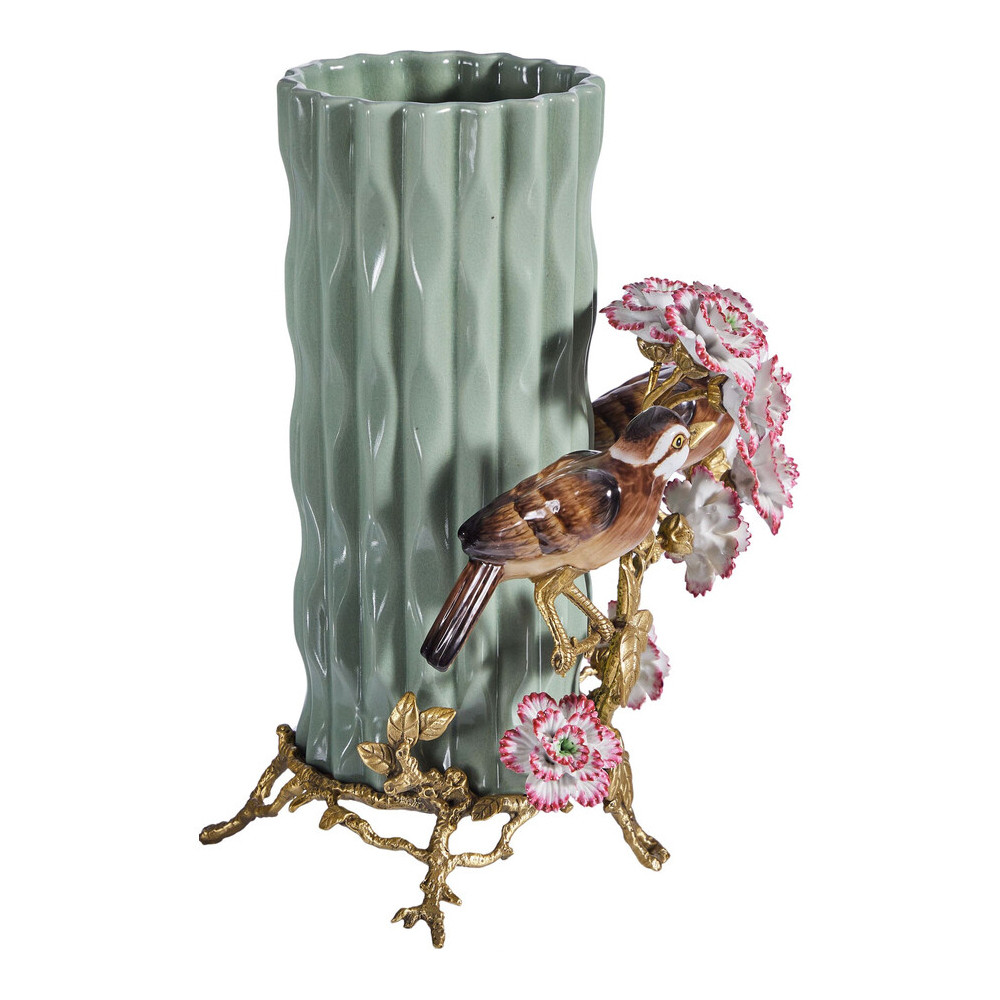 Ваза с птицами и цветами из фарфора с бронзовыми элементами Garden of Eden